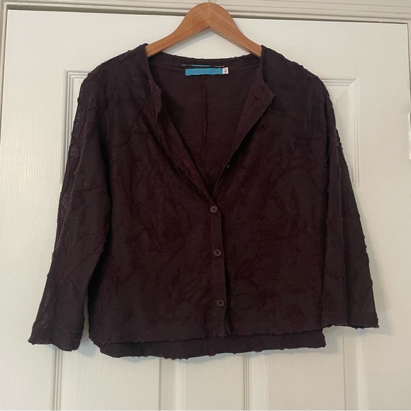 Johnny Was Tops - Johnny Was Deep Purple Cardigan & Tank Top Set